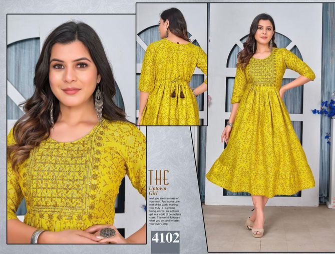 Golden Beautiful Look Vol 1 Anarkali Kurtis Catalog
